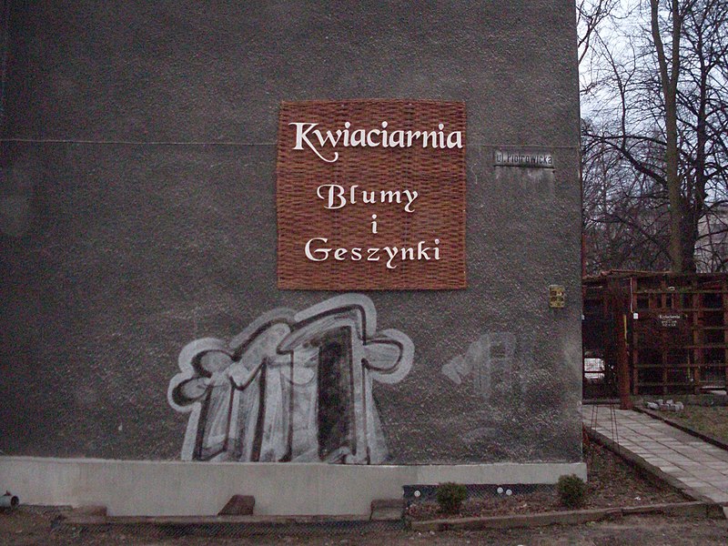 Двуязычная вывеска в городе Катовице