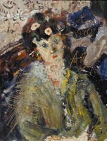 Анатолий Зверев. Портрет женщины с цветами в волосах. 1970