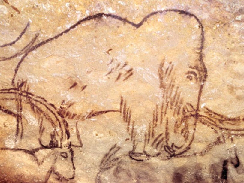  Пещера тысячи мамонтов расположена на территории коммуны Руффиньяк департамента Дордонь. Наскальные рисунки в пещере, фрагмент