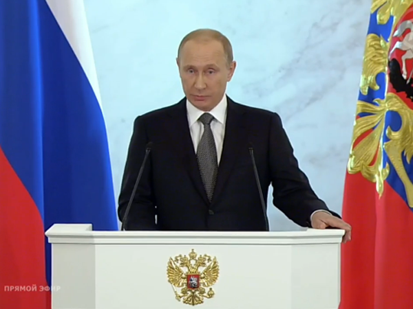 Владимир Путин в Георгиевском зале Кремля