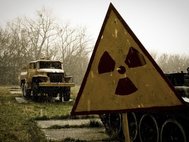 Знак радиационной опасности в Припяти