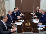 Встреча президента России Владимира Путина и главы МИД Сергея Лаврова с Государственным секретарем США Джоном Керри
