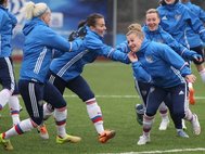 Тренировка женской сборной России по футболу