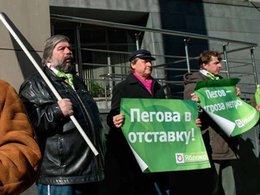 Активисты проводят пикет за отставку Дмитрия Пегова.