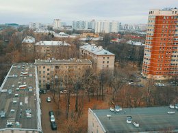 Вид с квадрокоптера на жилой район Кунцево в Москве