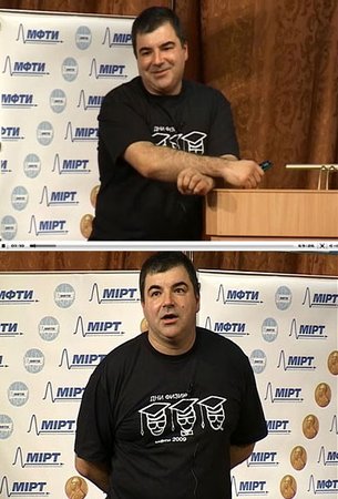 Кадры из видеозаписи, Физтех, 1 ноября 2010 г., К. Новоселов