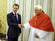 Дмитрий Медведев и Папа Римский Бенедикт XVI. Фото: Дмитрий Астахо/РИА Новости