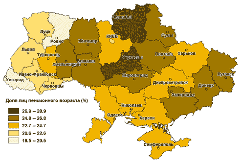 Украина карта плотности населения