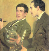 Борис Кустодиев. П.Л. Капица и Н.Н. Семенов. (1921)