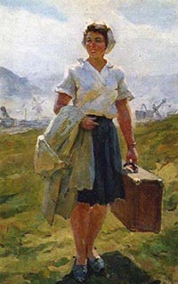 А. Плотнов. На стройку. 1951