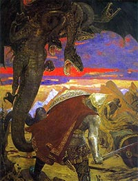 Виктор Васнецов. Бой Добрыни Никитича с трехголовым драконом. 1918