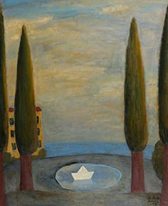 Михаил Алдашин. Кипарисы и кораблик. 2008