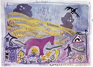 Татьяна Маврина. Конь под дождем. 1976