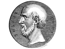 Монета с изображением Гиппократа. Иллюстрация из Illustrerad verldshistoria utgifven av E. Wallis