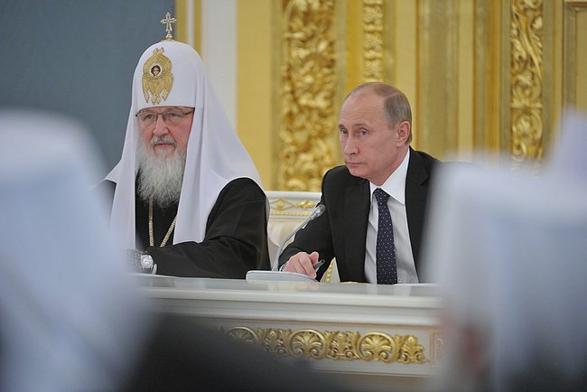 Владимир Путин и патриарх Кирилл на Выступление на встрече с участниками Архиерейского собора РПЦ