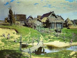 Фрагмент картины Василия Поленова «Русская деревня» (1889)