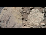 Образцы грунта на Марсе. Слева — фото аппарата Opportunity, справа — Curiosity