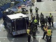 Место взрыва в Бостоне, кадр CNN