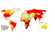 Количество людей, зараженных ВИЦ-инфекцией, в мире, по данным 2008 г.