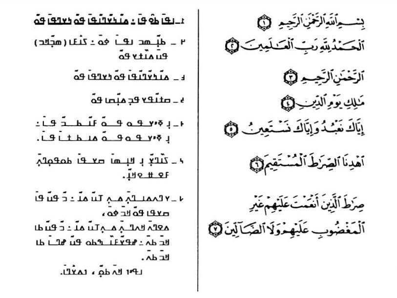 Первая глава Корана из параллельного издания - арабский язык и язык манинка в алфавите нко