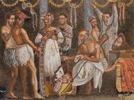 Театральная труппа, фрагмент фрески из Помпей
