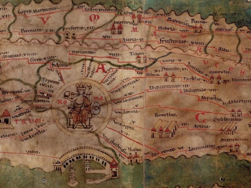 Фрагмент Пейтингеровой таблицы - копии XIII века с древнеримской карты