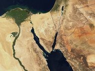 Красное и Мертвое моря, спутниковый снимок