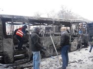 Сожженный автобус «Беркута»