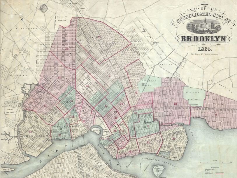 Карта Бруклина, 1866 г.