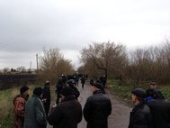 Уничтоженный блокпост на въезде в Славянск со стороны Краматорска