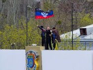 Флаг Донецкой республики в Краматорске