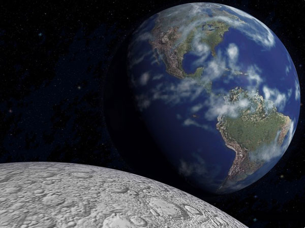 Луна на фоне Земли