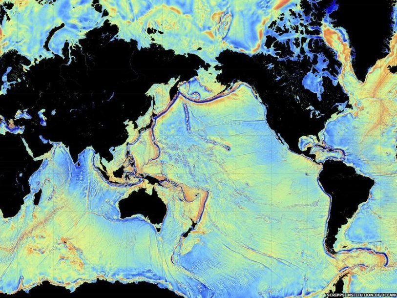 Новая карта рельефа океанов