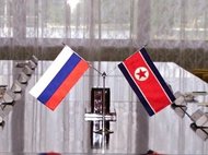 Флаги России и КНДР