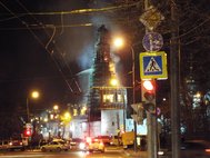 Тушение пожара в Новодевичьем монастыре