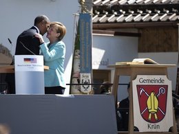 Барак Обама и Ангела Меркель на саммите G7 в Баварии