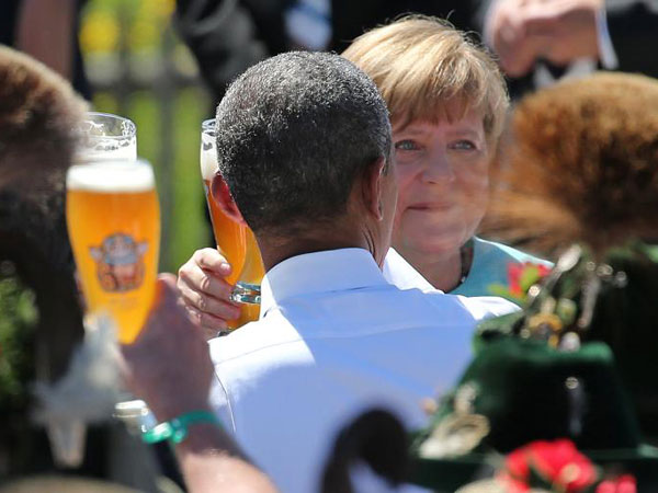 Барак Обама и Ангела Меркель в городе Крюн