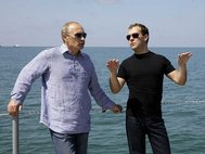 Владимир Путин и Дмитрий Медведев на яхте