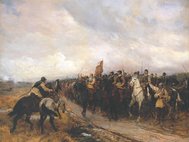 "Кромвель в битве при Данбаре" картина Эндрю Гоу 1886