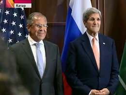 Сергей Лавров и Джон Керри на переговорах в Катаре