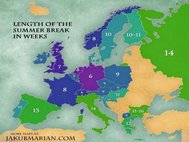 Карта школьных каникул в Европе