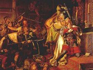 Смерть Кнуда IV. К. А. фон Бензон, 1843. Музей Оденсе