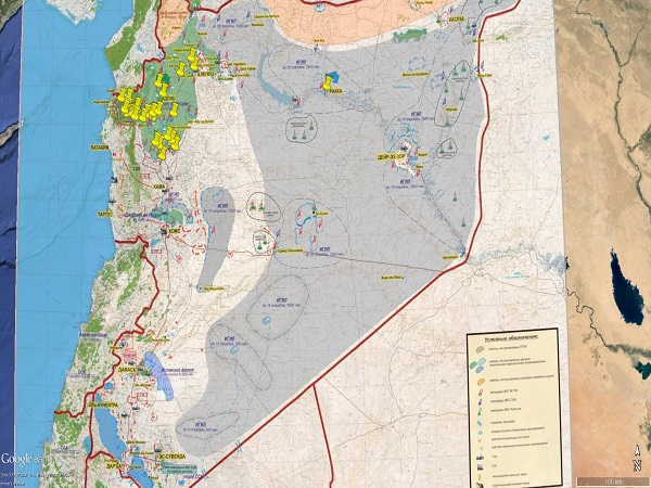 Карта ударов ВКС РФ в Сирии