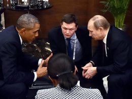 Барак Обама и Владимир Путин на саммите G20