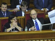 Министр финансов Украины Наталия Яресько и Арсений Яценюк