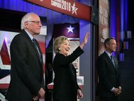 Кандидаты от демократов Берни Сандерс, Хиллари Клинтон и Мартин О'Мэлли