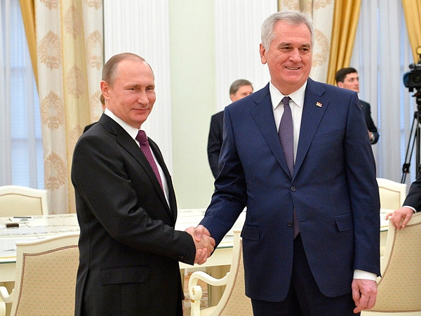 президент России В. Путин и президент Сербии Томислав Николич