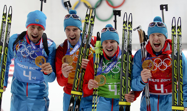 Российские биатлонисты, взявшие медали на Олимпиаде в Сочи