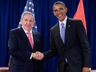 Рауль Кастро и Барак Обама. 