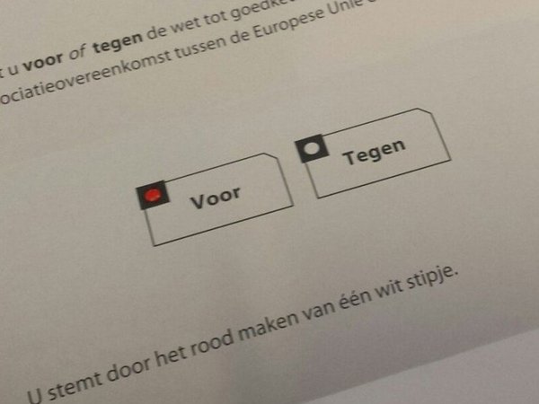Бюллетень на референдуме о евроинтеграции Украины в Нидерландах
